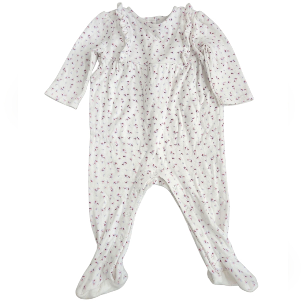 Janie and Jack Floral 100% Cotton Jumpsuit Baby Girl 6 To 9 Months White Pink
